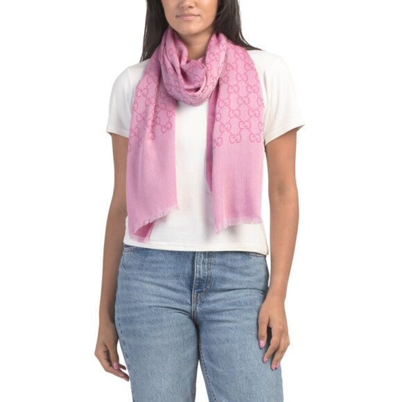 GUCCI Pink Made In Italy Wool Blend Luxury Scarf - Picture 1 of 2